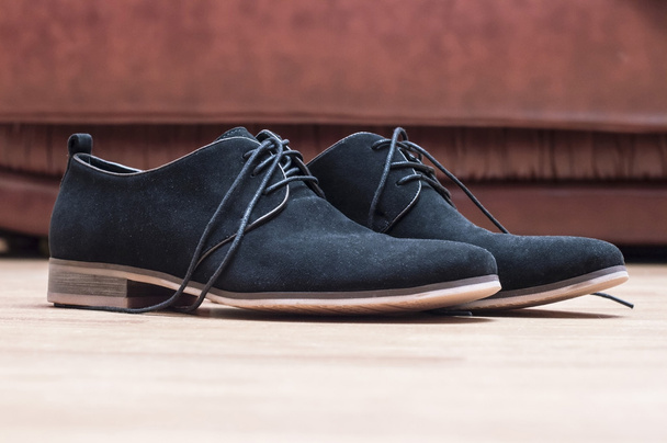 Black suede shoes with laces  - Photo, Image