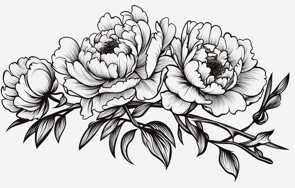 Un fondo blanco, elemento negro, plantas, flores, árboles, hojas, SVG - Foto, imagen