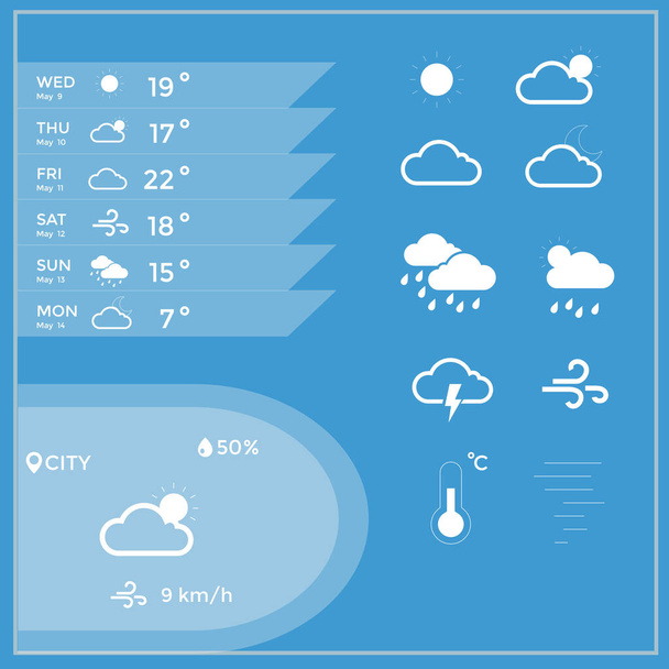 Weather template.Icons set. Vector illustration - Вектор, зображення