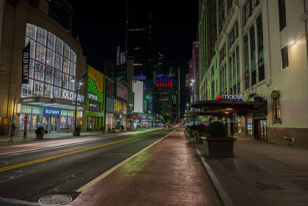 Beautiful night view of 34th Street in Manhattan with Macy's Department Store. New York. USA.  - Fotó, kép