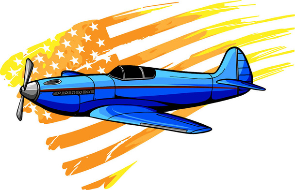 illustration Avion de bande dessinée avec drapeau américain - Vecteur, image
