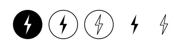 Iconos relámpago establecidos. Bolt vector icono. Energía y trueno icono eléctrico - Vector, Imagen