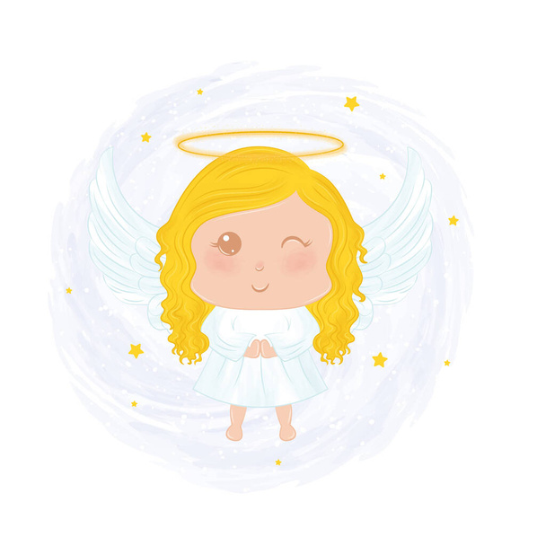 Isolated cute female angel character Vector illustration - Wektor, obraz