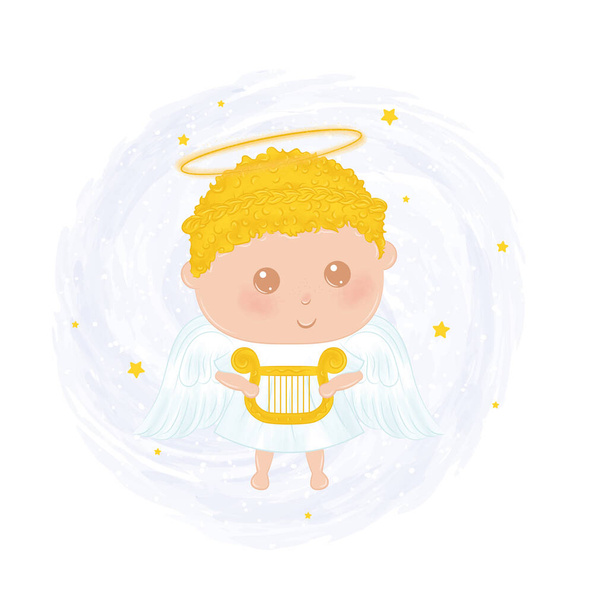 Isolated cute male angel character Vector illustration - Vector, afbeelding
