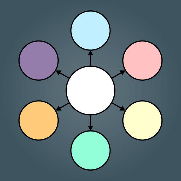 empty diagram six circles with arrows, vector illustration  - Vector, Image