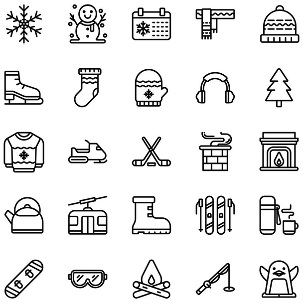 Set de iconos de vectores de invierno. Perfecto para la interfaz de usuario, nueva aplicación. - Vector, imagen