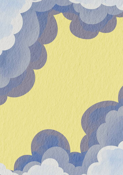 Regenwolk met gele lucht achtergrond voor decoratie op landschap en natuur. - Foto, afbeelding