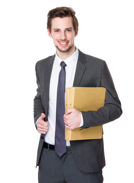 Caucasian businessman in gray suit - Foto, imagen