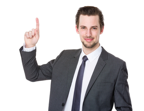 Homem de negócios caucasiano em terno cinza
 - Foto, Imagem