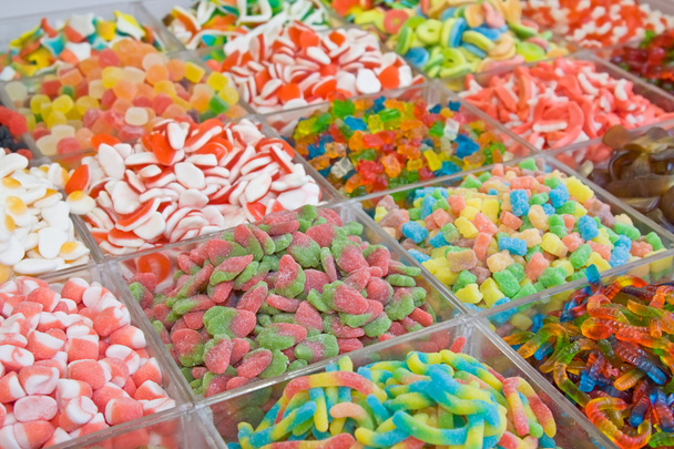 Assorted multicolored and multishaped candies - Photo, Image