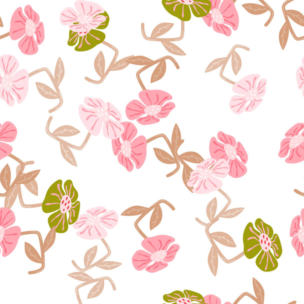 Hedendaagse schattige gestileerde bloemen naadloos patroon. Decoratieve naïeve stijl botanische behang. Voor stof ontwerp, textiel print, inpakpapier, omslag. Vectorillustratie - Vector, afbeelding