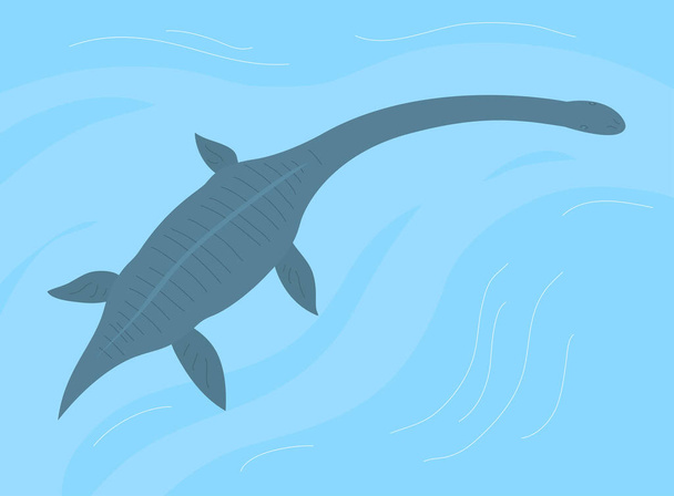 Illustration prehistoric underwater dinosaur plesiosaurus with fins - Vector, Image