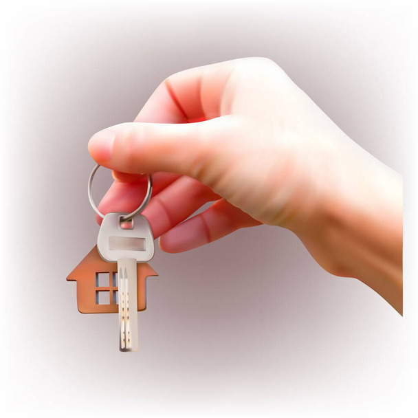 Schlüsselübergabe zur Wohnung. 3D-Illustration - Foto, Bild