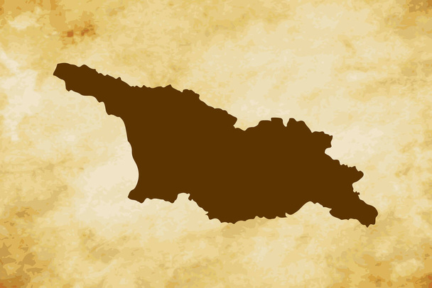 Bruine kaart van land Georgië geïsoleerd op oude papier grunge textuur achtergrond - vector illustratie - Vector, afbeelding