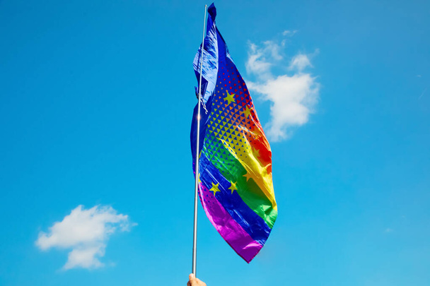 Berlín, Berlín Německo. 24. června 2023. výroční přehlídka hrdosti a jednoty lidu proti homofobii v berlínské čtvrti Marzahn. Podpora LGBT a genderově neutrálního konceptu - Fotografie, Obrázek