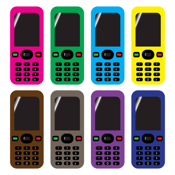 Black and white phone mobile cell cellular icon transparent background EPS Vector art Pack - Vektör, Görsel