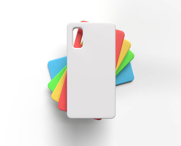 colorful smartphone cases mock up. 3d illustration - 写真・画像