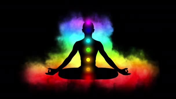 Smyčka 3D animace fascinujícího aura pole s pulzujícími barvami, tvořící složité vzory kolem meditující osoby. Video pro VJing. Vysoce kvalitní 4K záběry - Záběry, video