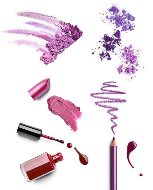 Make-up schoonheid lippenstift nagellak vloeibaar poeder mascara potlood - Foto, afbeelding