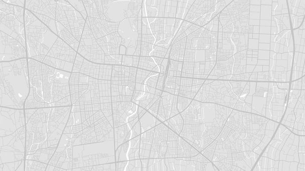 Achtergrond Utsunomiya kaart, Japan, witte en lichtgrijze stad poster. Vectorkaart met wegen en water. Breedbeeldverhouding, digitale routekaart voor plat ontwerp. - Vector, afbeelding