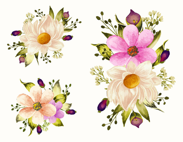 Акварельний букет Векторний живопис з квітами і листям
 - Вектор, зображення