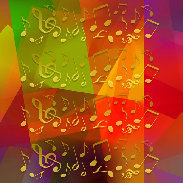 Abstrakcyjne nuty muzyczne na jasnym kolorowym tle - Zdjęcie, obraz