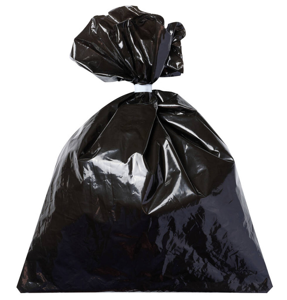 Czarna torba plastikowa na białym, izolowanym tle - Zdjęcie, obraz