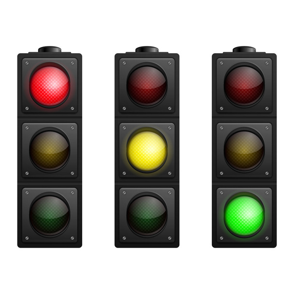 Set of Vector Traffic Lights isolated on white - Vector, afbeelding