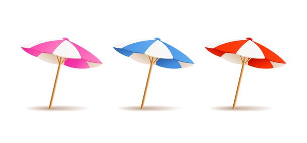 Sombrilla de playa coloridas colecciones de diseño, aislado sobre fondo blanco. eps 10 ilustración vectorial - Vector, Imagen
