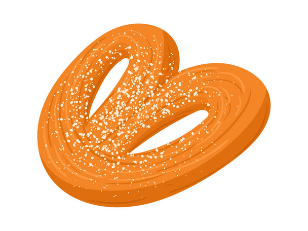 Karikaturní listové těsto. Pekárna chutné buchtička, sladká pšenice pečivo ploché vektorové ilustrace. Cukrárna mouky - Vektor, obrázek