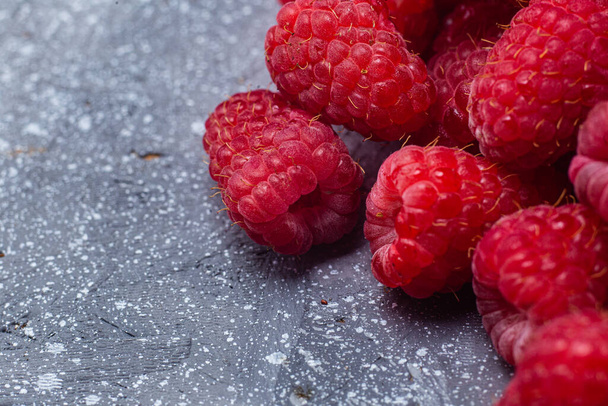 ripe raspberries close-up. raspberry macro background - Photo, Image