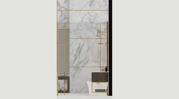 White marble toilet interior side elevation - Фото, зображення