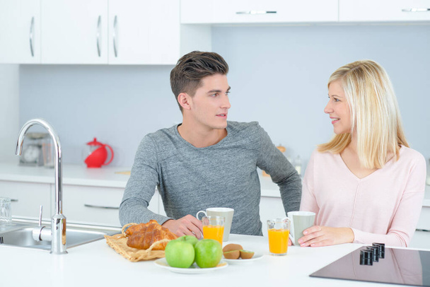 Couple at home eating continental breakfast - Foto, Bild
