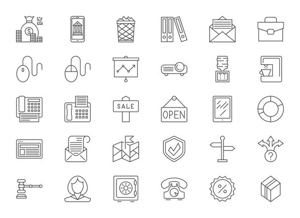 Set vector business line icons in flat design with elements for mobile concepts and apps. Icons for business, management, finance, strategy, marketing. Collection logo and pictogram. Editable Stroke - Vector, afbeelding