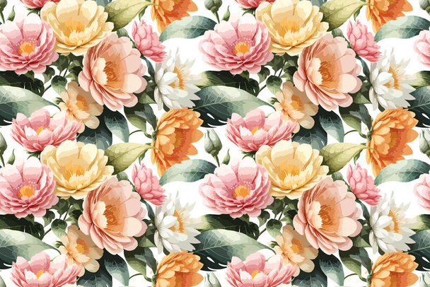 Floral shape watercolor seamless pattern. Vector illustration. - Vektor, kép