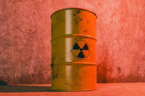 Imagen de fondo del concepto de barril de residuos nucleares, representación 3d - Foto, Imagen