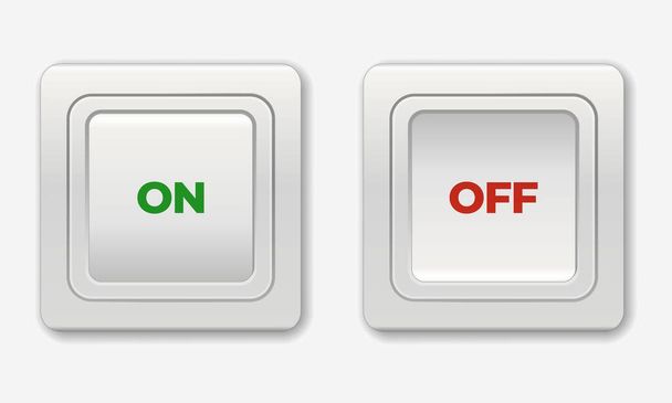 Switches for light. On and off wall switcher sign. Lineart toggle symbol. On Off Switch. Day and night mode switcher. Light and dark buttons. Light switch. Electric light switch in ON and OFF position - Vector, Image