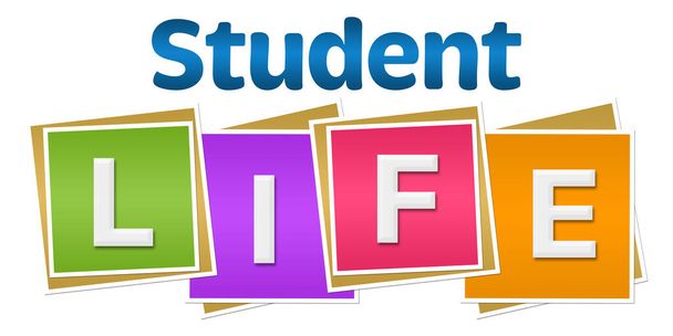 Student life text written over colorful background. - Foto, imagen