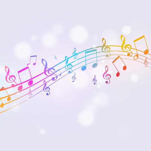 colorful music notes lights background for party posters and bright events - Zdjęcie, obraz