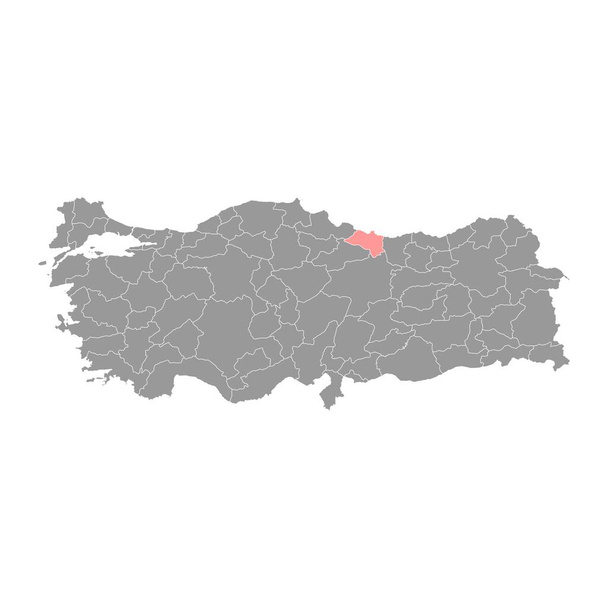 Ordun maakunnan kartta, Turkin hallintoalueet. Vektoriesimerkki. - Vektori, kuva