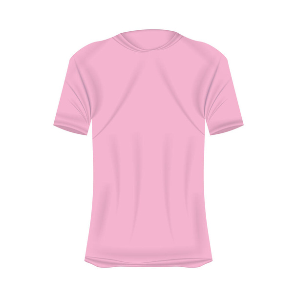 T-shirt mockup in pink colors. Mockup of realistic shirt with short sleeves. Blank t-shirt template with empty space for design - Vector, afbeelding