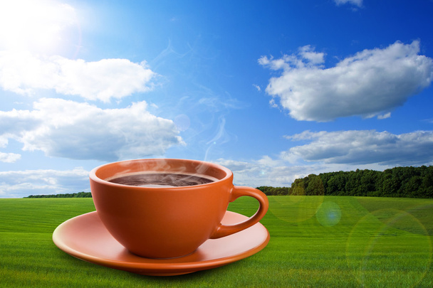 φλιτζάνι τσάι σε φόντο φύση - Φωτογραφία, εικόνα