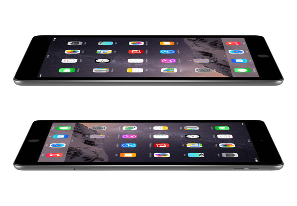 Космічних сірий Apple ipad 2 повітря з ios 8 лежить на поверхні, Дезі - Фото, зображення