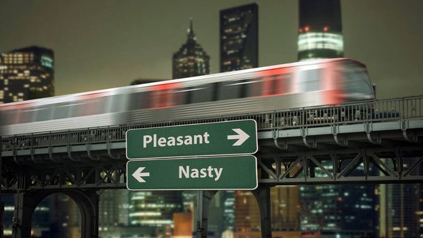 Street Sign the Direction Way to Pleasant versus Nasty - Photo, Image