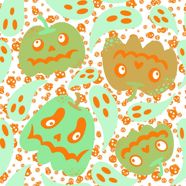 Halloween seamless pumpkins pattern for fabrics and wrapping paper and clothes print and notebooks and accessories and party. High quality illustration - Foto, Imagem