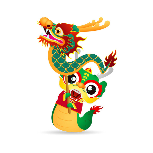 Happy Chinese new year 2024 and little dragon in year of the dragon zodiac Capricorn calendar poster design gong xi fa cai Background illustration vector, Translate happy new year - Vector, Image