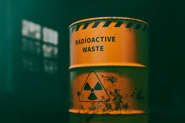 Imagen de fondo del concepto de barril de residuos radiactivos, representación 3d - Foto, Imagen