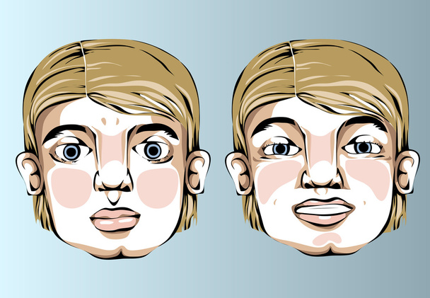 unterschiedliche Gesichtsausdrücke eines Mannes - Vektor, Bild
