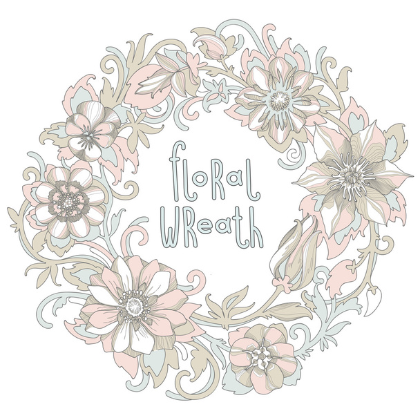 Gorgeous wreath woven from flowers - Vector, Image