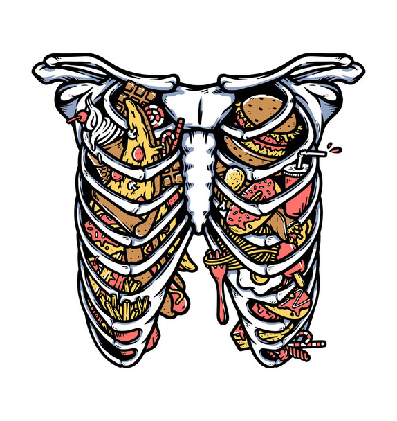 lots of food in the rib cage - Vector, Image